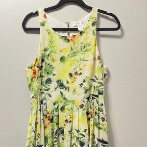 Esley Colorful Floral Print Fit and Flair Dress Women's Size L Fully Lined